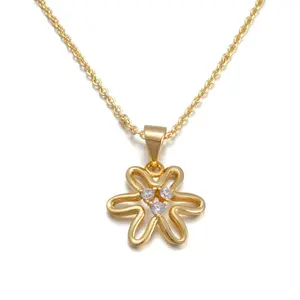 New Arrival Dubai Name Turkish 24K Gold Plated Flower Pendant Necklace