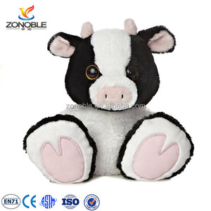 Peluche de veau <span class=keywords><strong>Holstein</strong></span> super douce OEM d'usine, tacheté noir et blanc, jouet en peluche d'animal de ferme, cadeau pour enfants et décoration intérieure - Product Image 4