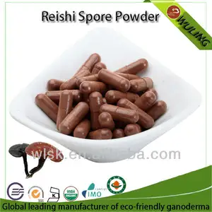Alimentos à base de plantas Reishi orgânica Ganoderma esporo em pó suplemento cápsula