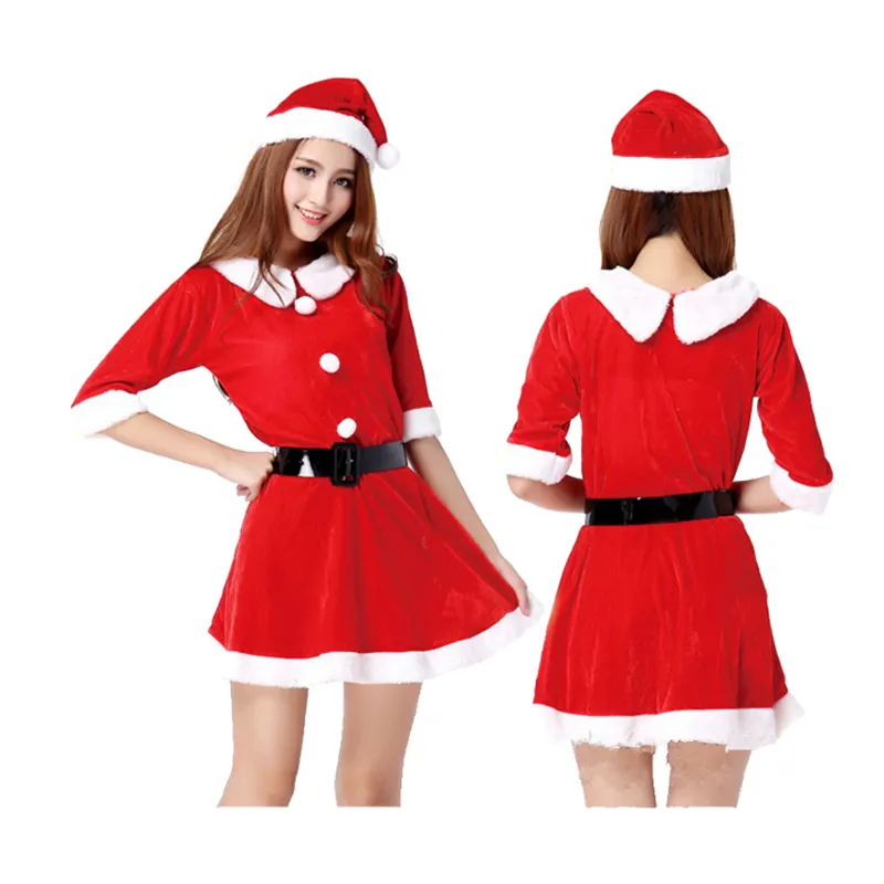ใหม่ที่มีคุณภาพสูงสีแดงเซ็กซี่คริสต์มาสซานตาคลอสคอสเพลย์พรรคเครื่องแต่งกายสำหรับเทศกาล