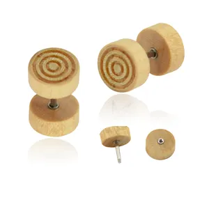 China factory wholesale cheap ear piercing fashion wood swirl diy fakes piercings