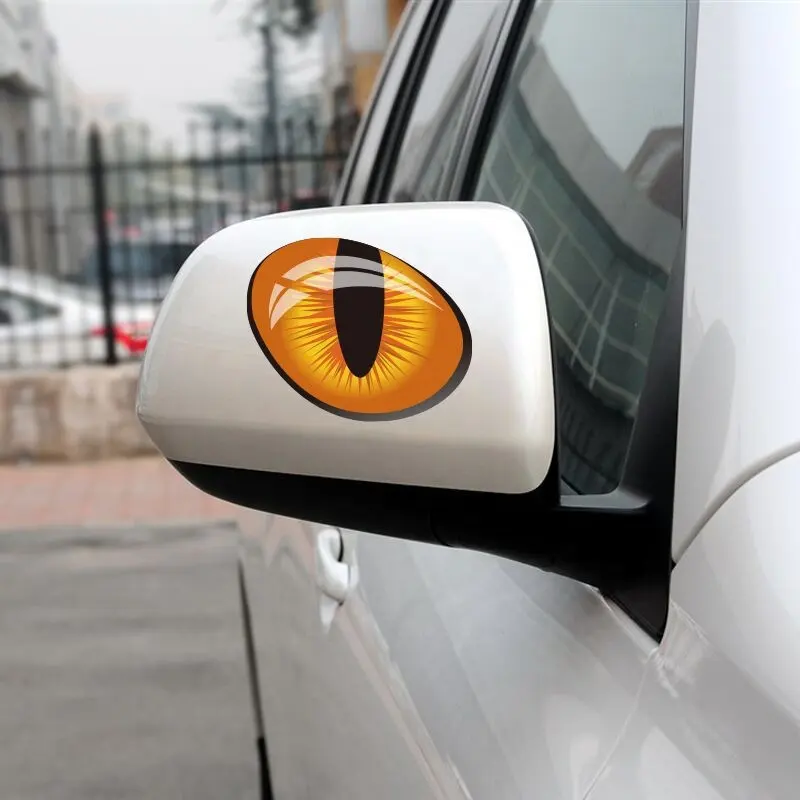 Pegatinas de simulación de ojos de gato para coche, espejo retrovisor reflectante 3D para mascotas, cubierta de motor, decoración de ventanas, pegatinas envolventes