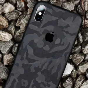 Adesivo camuflado para iphone x, acessório original de telefone 3d, textura 3m, pele de vinil preto