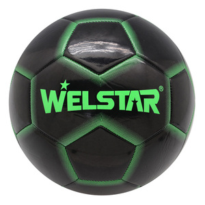 Ballon de football Welstar cousu à la machine, couleur noire et néon, pour la promotion, sports de plein air - Product Image 1