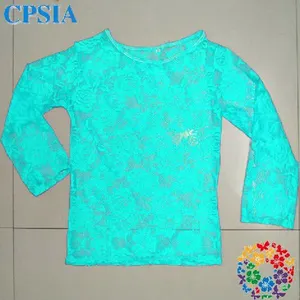 Newest Kids Blue Blouse Top Lace Long Sleeve tシャツデザインGirl ShirtsブラウスAs The Fashion Clothing