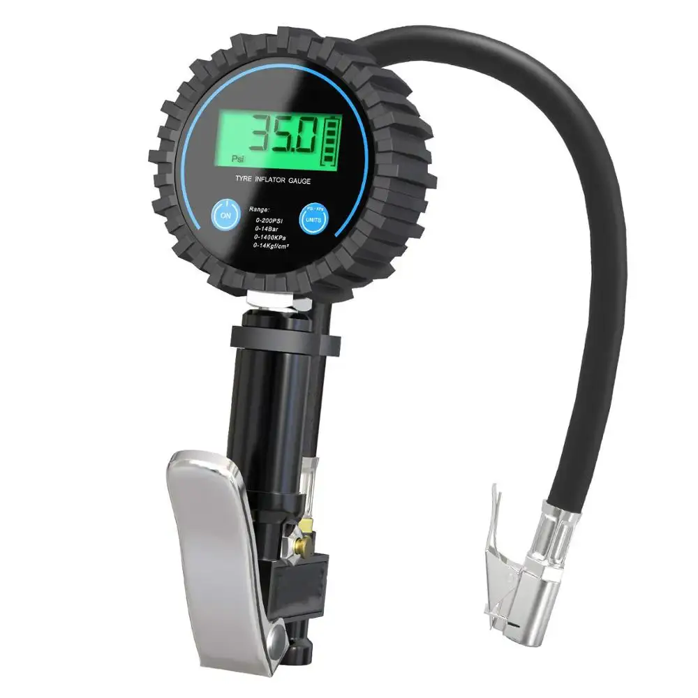 Digital Air Tire Inflator圧力Gauge With Chuck Hose