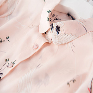 Camicetta da <span class=keywords><strong>donna</strong></span> lunga e Casual top in <span class=keywords><strong>seta</strong></span> 100% con stampa cinese con motivo a molla - Product Image 2