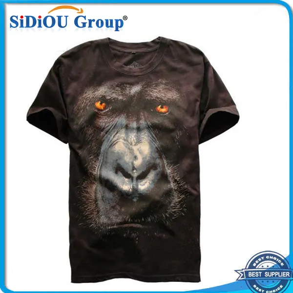 3D T-Shirt animales de los hombres calientes de la nueva manera de sólido de manga corta camisetas gorila 3D