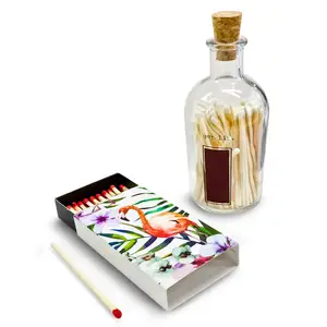 fashion glass bottle scented candle matches with striker