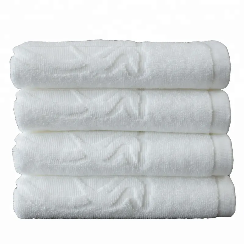 Serviette blanche personnalisée professionnelle 100% essuie-mains unis en coton pakistanais avec logo jacquard pour hôtel