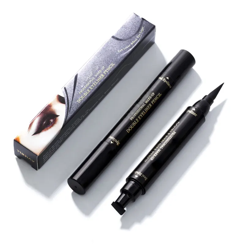 Private Label Shiny Black Waterproof Double Sides Liquid Eyeliner Stamp Pen Cat Eyeliner Pen OEM Private Label Service 1pcs/box