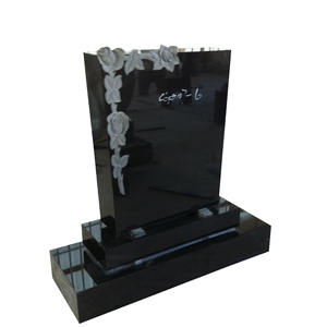 Diseño profesional <span class=keywords><strong>cementerio</strong></span> Uso de granito negro vertical lápidas <span class=keywords><strong>con</strong></span> <span class=keywords><strong>flores</strong></span> - Product Image 1