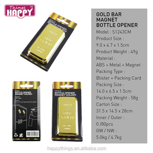 Wholesale Gold Decor Gold Bullion <b>Bar</b> Shape Plastic <b>Bottle</b> <b>Opener</b> Magnet - Product Image 6