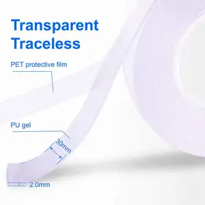 Multi-Functional Double-Sided Tape Reusable Adhesive Traceless Washable Tape Transparent Gel Tape