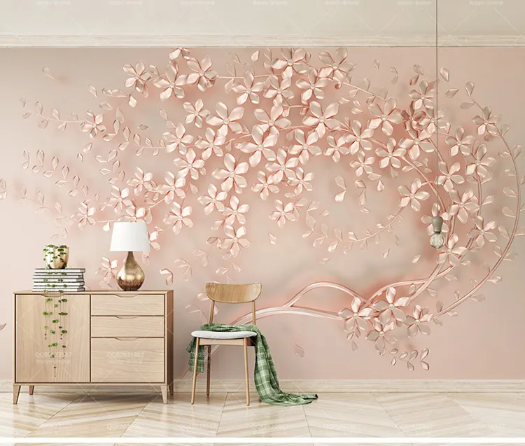 3d wallpaper rose gold flower wall murals luxury elegant wall sticker for TV background