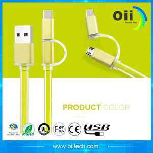 2 in 1 Cavo dati USB A maschio a Micro & L = 1 <span class=keywords><strong>M</strong></span> e 2 <span class=keywords><strong>m</strong></span> & 3 <span class=keywords><strong>M</strong></span> per Il Ipone e altri (Corpo in alluminio) Cavo USB - Product Image 3