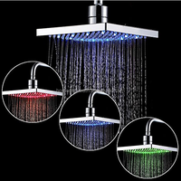 Contrôle de la température de l'eau LED changeant douche carré pommeau de douche de pluie avec 3 couleurs
