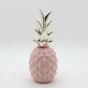Decoración de cerámica en forma de piña rosa para el hogar, Popular