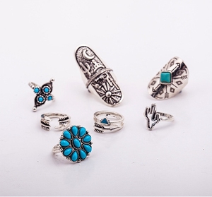 Silver Plating 9 Pcs <strong>Rings</strong> Set Women Bohemian Ladies <strong>Full</strong> <strong>Finger</strong> <strong>Ring</strong> - Product Image 5