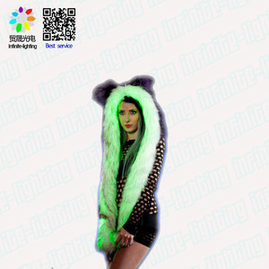 หมวกฮู้ดผ้าพันคอมีไฟ LED หมาป่า,หมวกฮู้ดหมวกสัตว์ - Product Image 3
