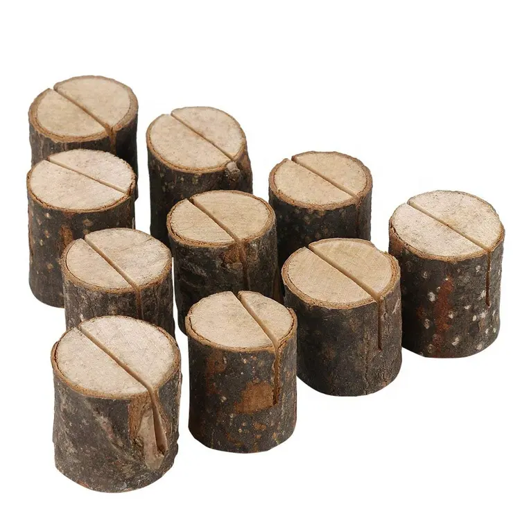 Porte-cartes en bois rustique Amazon, 1 pièce, porte-cartes rond pour Table, en écorce de bois, pour mémo, 2019