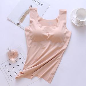 6000 Delle Donne di Un Pezzo Senza Fili di Seta del Ghiaccio Senza Soluzione di Continuità Yoga <span class=keywords><strong>Canotta</strong></span> Invisibile Senza Maniche Canotte Dimagrisce Maglia Con i Rilievi Smontabili - Product Image 2