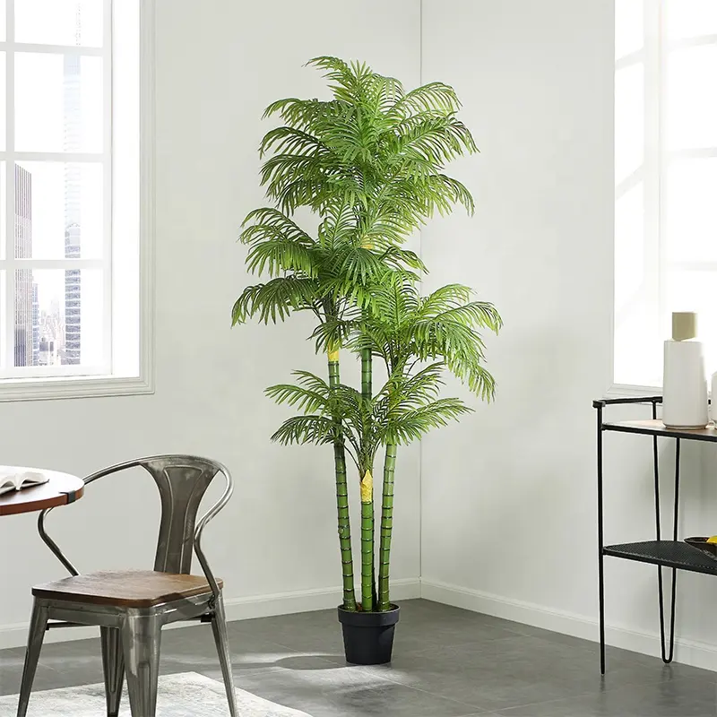 220cm indoor artificial palm tree pot factory low price wholesale hotel lobby restaurant clothing store decorative bonsai