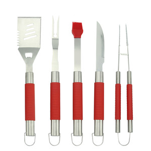 Juego de 5 utensilios para barbacoas y parrillas, de acero inoxidable con funda de aluminio, juego de accesorios para parrilla - Product Image 1