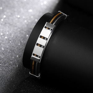 Bracelet en silicone et acier inoxydable, pour homme, câble métallique en caoutchouc, 20 pièces, vente en gros, promotion - Product Image 5