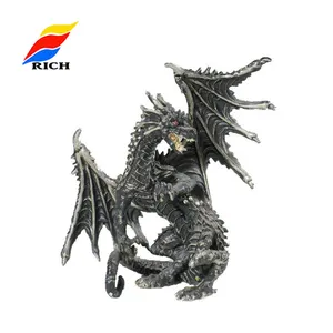 Custom Casting Dragon Standbeeld Met Antieke Dye Zwarte Afwerking Metalen Ambachten