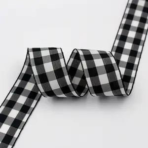 In bianco e nero plaid poliestere nastro a scacchi