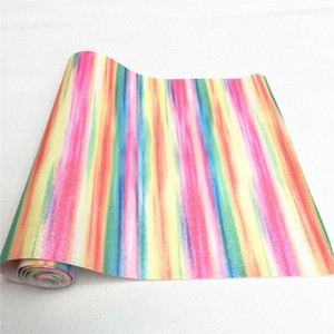 By the Yard <span class=keywords><strong>Tissu</strong></span> synthétique à rayures arc-en-ciel scintillant en faux <span class=keywords><strong>cuir</strong></span> pour la fabrication de sacs à nœud - Product Image 5