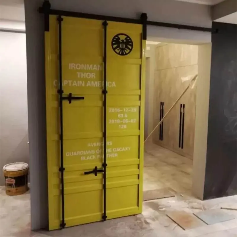 Puerta de Granero deslizante de muebles industriales contenedor de envío de puerta de diseño con Hardware de granero para puerta de garaje y de cocina 210*80cm