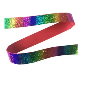 kundenspezifisches design hologramm regenbogen farbe folie gedrucktes band, polyester großer körnchband, laserfolie band gedruckt