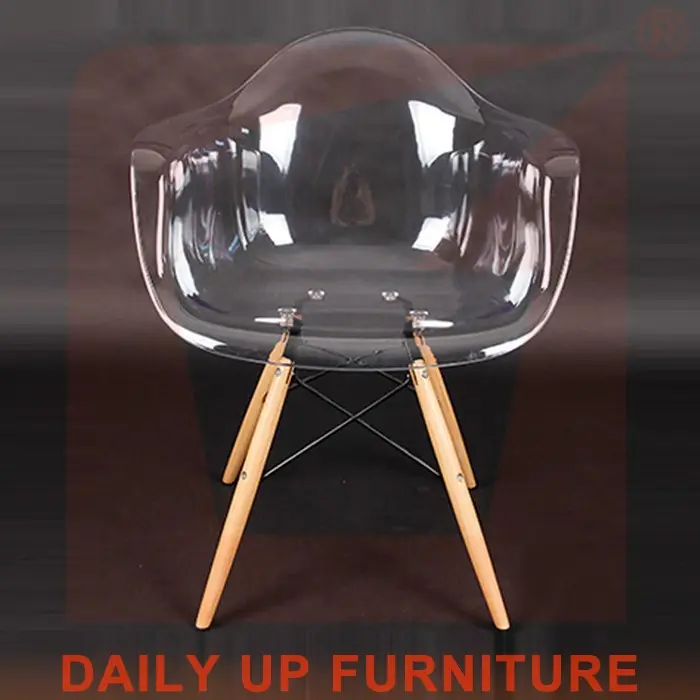 Eames pc minh bạch màu ghế phòng khách ghế DSW rõ ràng tinh thể ghế với cơ sở gỗ armrest