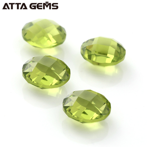 En gros Synthétique Cristal Vert Damier Coupe Coussin Olivine Péridot Quartz Pour La Fabrication De Bijoux - Product Image 5