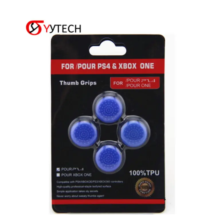 SYYTECH Tutup Genggaman Gel Joystick TPU 4 Buah untuk Pengendali Playstation PS4 Aksesori Permainan