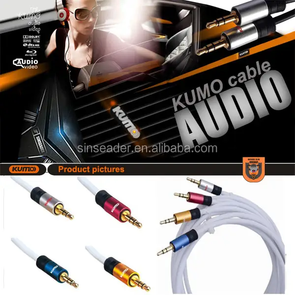 Hot sale 3.5mm jack cable car stereo cable for MP3, media players, iphone, ipod