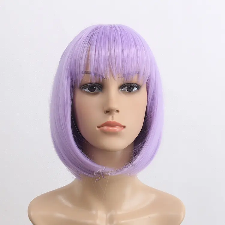 Belle Fête Perruque Courte Violet Bob Cosplay Perruque Synthétique pour Fille