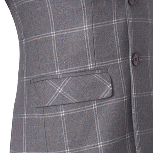 MA112 3 pezzi abiti da uomo abito da sposa su misura doppio petto grigio griglia sposa Costume da sposa Plus Size abito uomo - Product Image 4