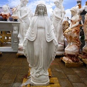 Statue réligieuse en marbre blanc, standard religieux, vierge marie, taille de vie