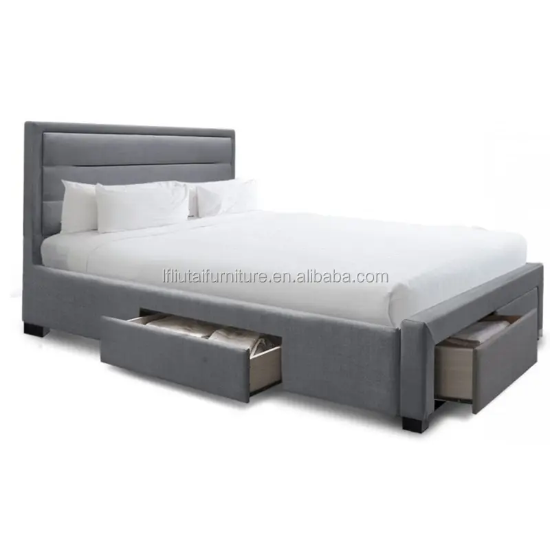 Cama dupla de couro de 4 gavetas, cama king size