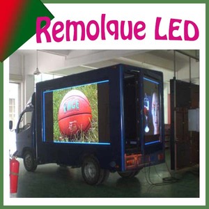 Camión doble o <span class=keywords><strong>triedro</strong></span>, elecador Gigante Remolque con pantalla LED P10mm, alto brillo a todo color, pantalla china de camiones - Product Image 1