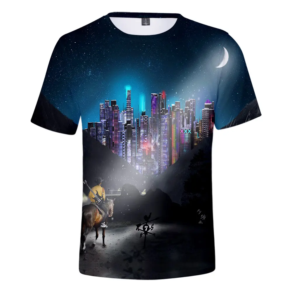Stock high quality top sale 3d print t shirt wholesale music star printed t shirt top sample no moq printed t-shirt