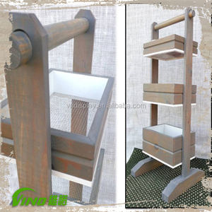 Rustic tier wooden floor display stand Box,handmade wire bottom fruit display case,vintage vegetables display rack for kitchen - Product Image 3