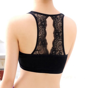 Wholesale sexy young girl woman regular size black white bandeau boob tube top Women's Ladies Comfortable Wireless Lace