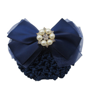 Filet à cheveux pour femme, couvre-chignon, Barrette avec nœud papillon, couleur <span class=keywords><strong>bleu</strong></span> <span class=keywords><strong>marine</strong></span>, tendance - Product Image 1