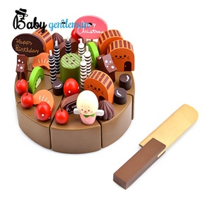 New Arrival Kids Pretend Play <strong>Wooden</strong> Birthday <strong>Cake</strong> <strong>Toy</strong> with Candle Z10293B - Product Image 2