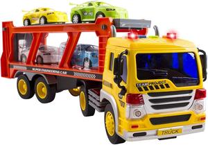 <span class=keywords><strong>Camion</strong></span> <span class=keywords><strong>Giocattolo</strong></span> Trasportatore di Auto a Frizione per Bambini con Luci, Suoni e Rampa, Include 4 Auto in Plastica Scala 1:16 - Product Image 5