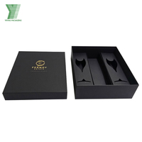 Nouveauté, coffret cadeau de vin haut de gamme personnalisé, emballage pour bouteille de champagne de 750 ml et verres, boîte en papier noir pour vin